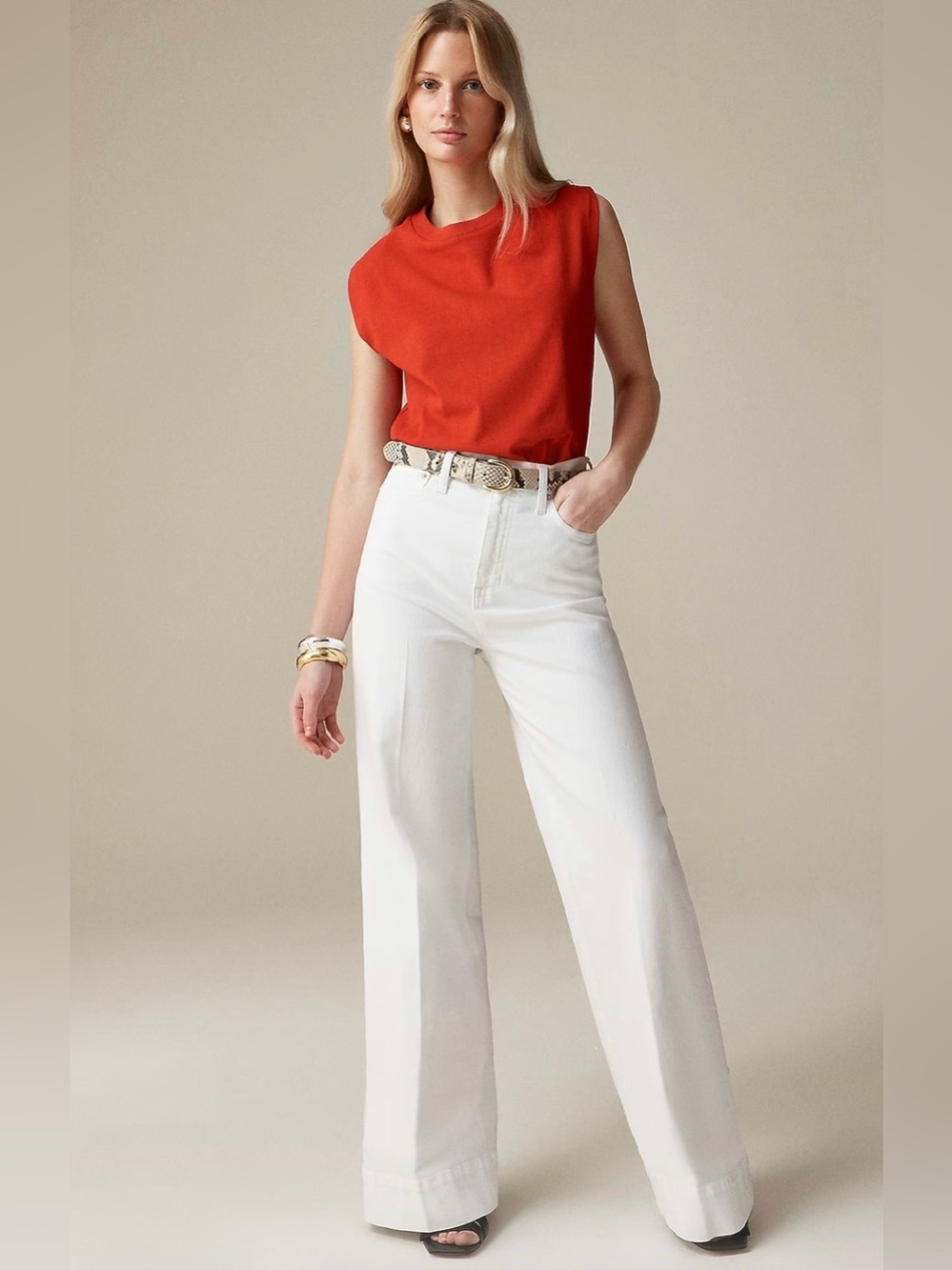 NWT J. Crew White Wide Leg Trouser Jeans 27p 27 petite